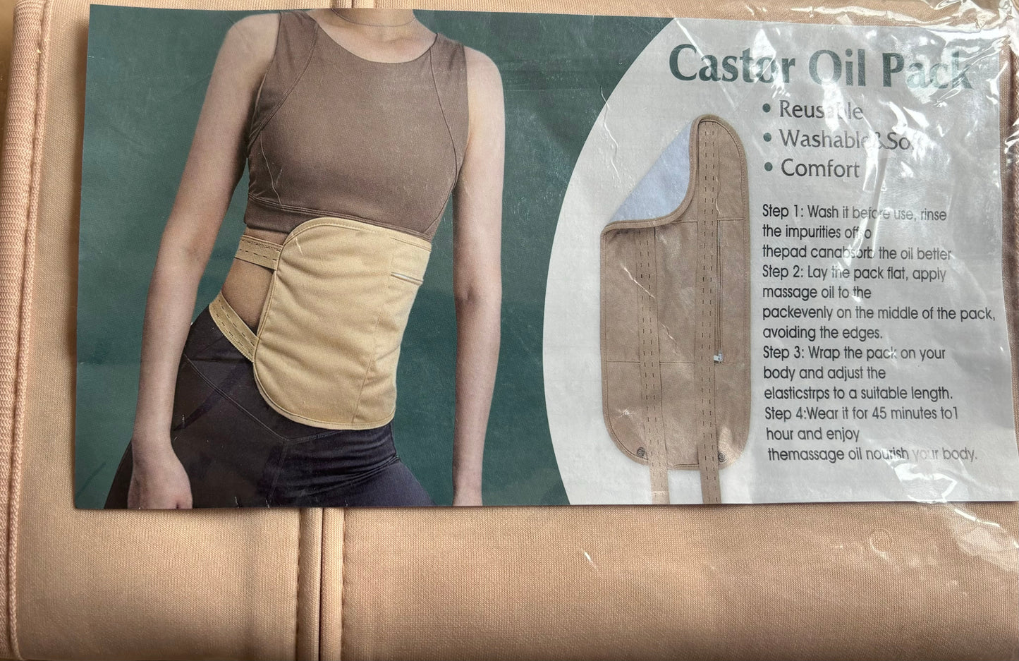 Castor Oil Pack – Organic Compression Wrap, Reusable & Comfortable for Natural Detox & Wellness